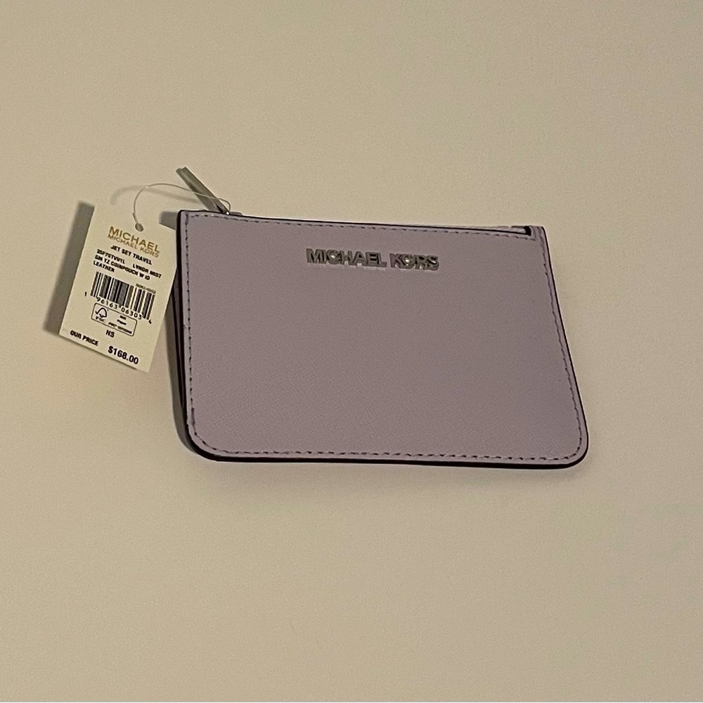 MICHAEL KORS NWT zip coin wallet lavender mist leather